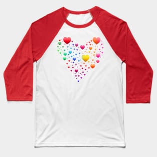 Multicolored Rainbow Heart Bubbles Baseball T-Shirt